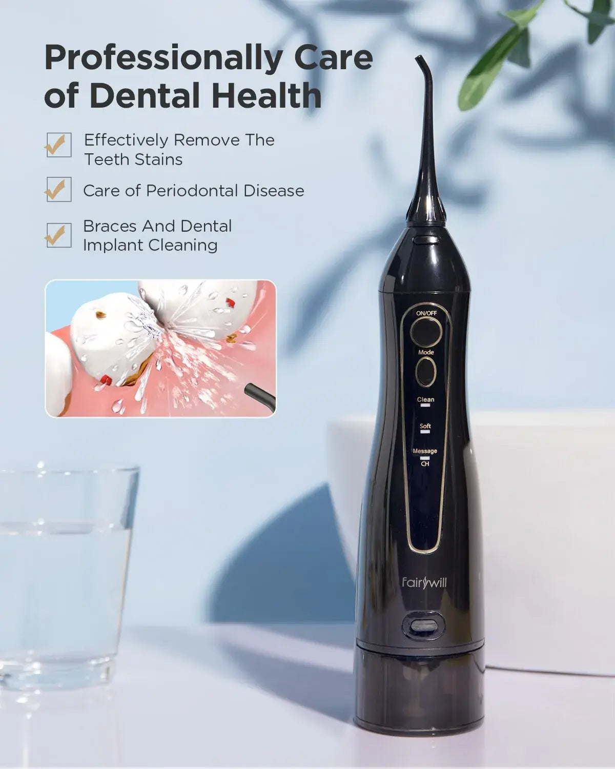 Water Flossers For Teeth, Oral Irrigator Rechargeable Portable Dental 3 Modes Water Tank for Teeth 300ML Waterproof Teeth Cleaner