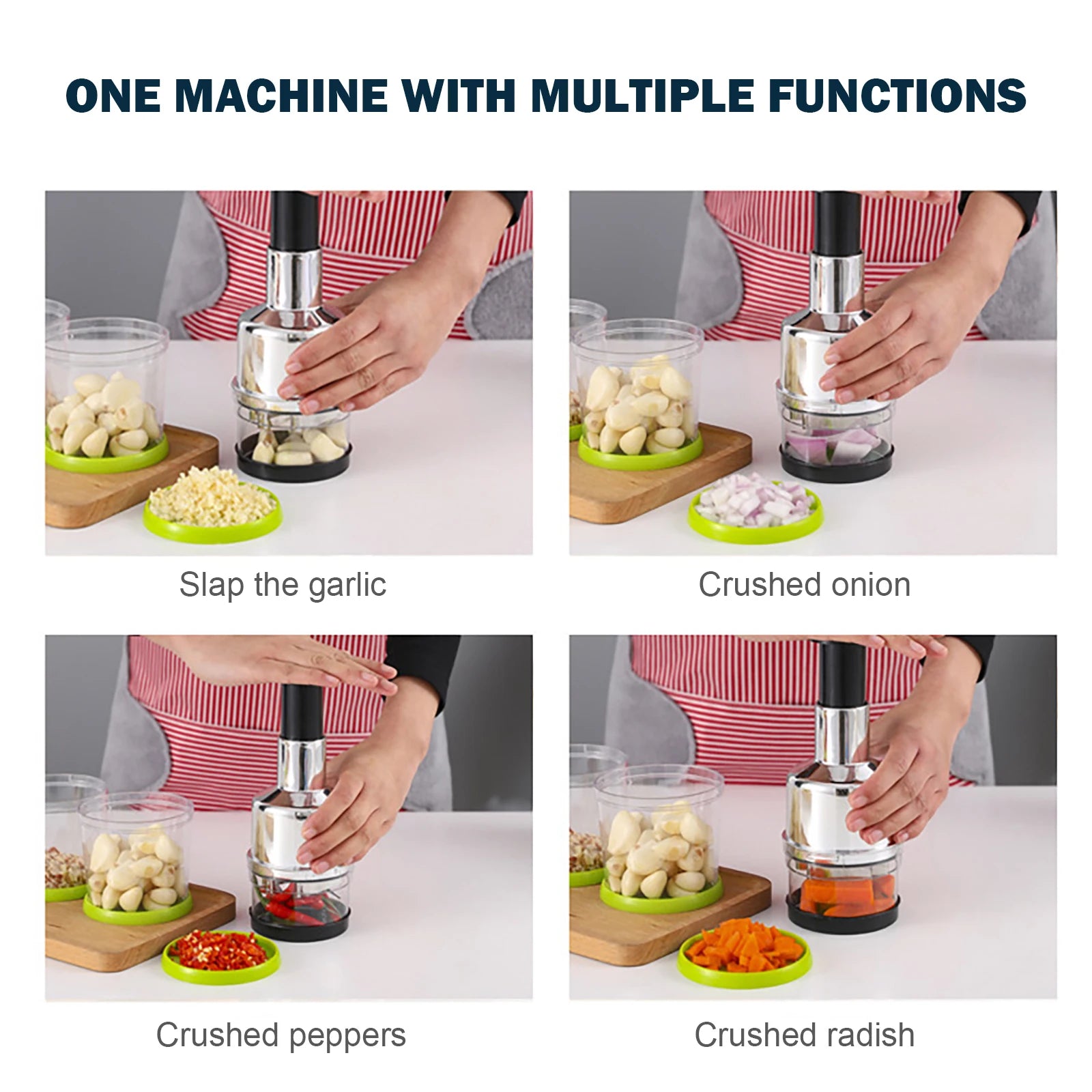 Kitchen Manual Food Chopper Handheld Slap Press Chopper Mincer for Onions Garlic Nuts Efficient Garlic Onion Peeling Artifact