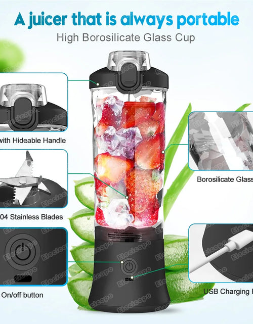 Load image into Gallery viewer, Portable Electric Juicer Fruit Mixers 600ML Blender with 4000mAh USB Rechargeable Smoothie Mini Blender Multifunction Machine
