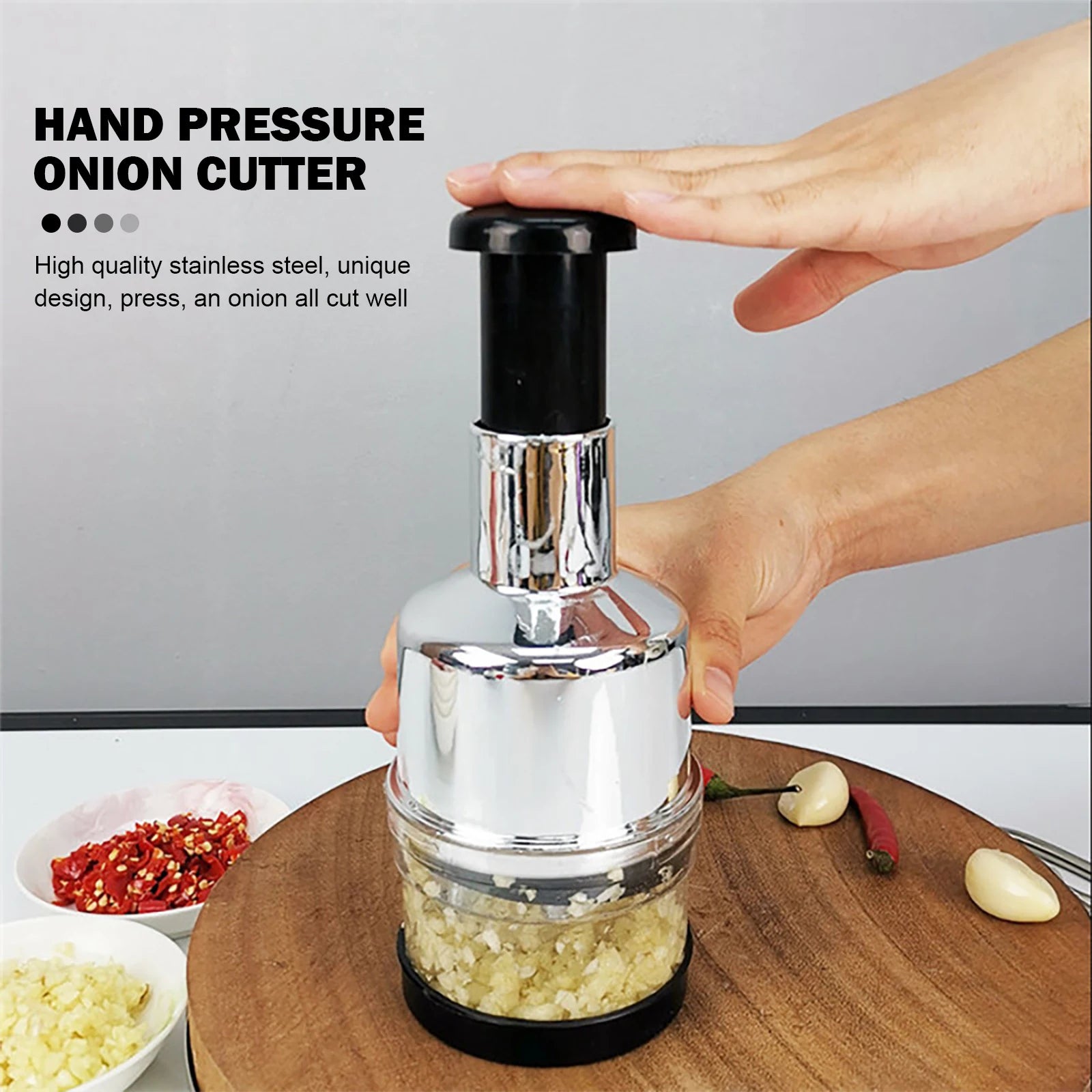 Kitchen Manual Food Chopper Handheld Slap Press Chopper Mincer for Onions Garlic Nuts Efficient Garlic Onion Peeling Artifact